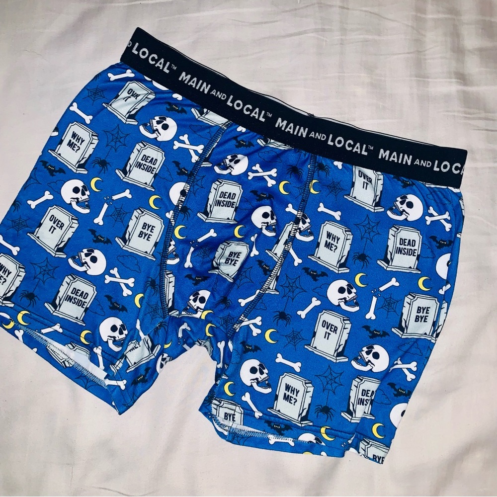 Main & Local Halloween Dead Inside Cemetary Tombstone Skulls Bones boxers